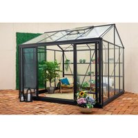Gewächshaus Amalie aus Metall in Schwarz Anzuchthaus 4mm Wandstärke Treibhaus in Schwarz, 236 cm Breite - Terrando von TERRANDO