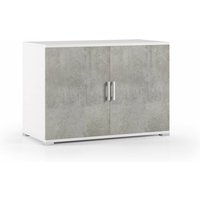 Terraneo - Schrank mit Doppeltür und weißem Regal mit Betontüren von TERRANEO