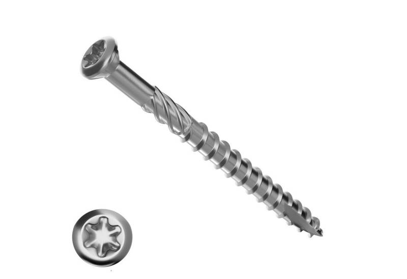 TERRASSCO Holzbauschraube Edelstahl C1 Terrassenschrauben CUT-Spitze 100 Stück von TERRASSCO