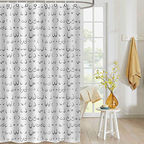TERSUM Sexy Brüste, femininer Badezimmer-Duschvorhang, Heimdekoration, Polyestergewebe, maschinenwaschbar, Sichtschutzvorhang mit Haken (122 x 183 cm) von TERSUM
