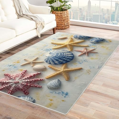 TERUEA 3D Rechteck Bereich Teppich Lila, wunderschöne Wassertiere im Meer Teppich Wohnzimmer 3D Große Fläche Teppiche Kinder Schlafzimmer Dekor Anti-Rutsch-Bodenmatte.(Lila)-120x150cm von TERUEA