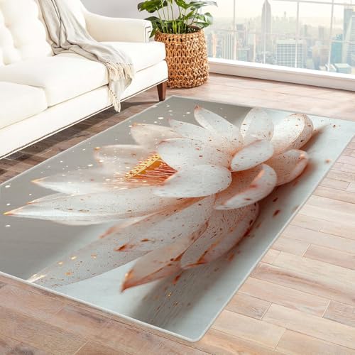 TERUEA 3D Style Decorative Carpet, Eine anmutige Blume Personalisierte Fußmatte Rutschfester Türvorleger mit 3D-Landschaftsdruck,(Hellrosa)-240x300cm von TERUEA