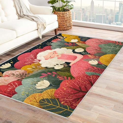 TERUEA 3D Style Teppich Kleines Mädchen schläft im Garten 3D Optische Täuschung Teppich Fußmatte Flanell, rutschfeste(Rosa)-210x270cm von TERUEA