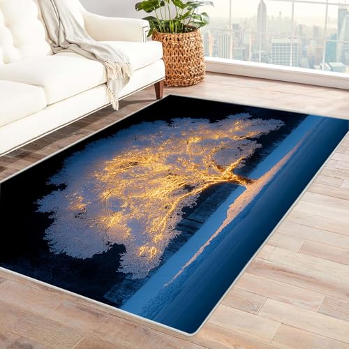 TERUEA 3D Täuschung Teppich EIN hoher Baum bedeckt. Lumpen- Unverzichtbare Fußmatte Für Teenager Kinderzimmer, Geeignet Schlafzimmer E-Sport Zimmer Gaming Zimmer Für Teppiche Jungen(Weiß)-90x120cm von TERUEA