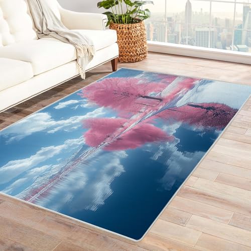 TERUEA 3D Tier Muster Cartoon Teppiche Rosa Bäume. Teppiche Rutschfester Weich Carpet Bodenmatte Fußmatte für Jugendzimmer Esszimmer Schlafzimmer(Rosa)-60x90cm von TERUEA