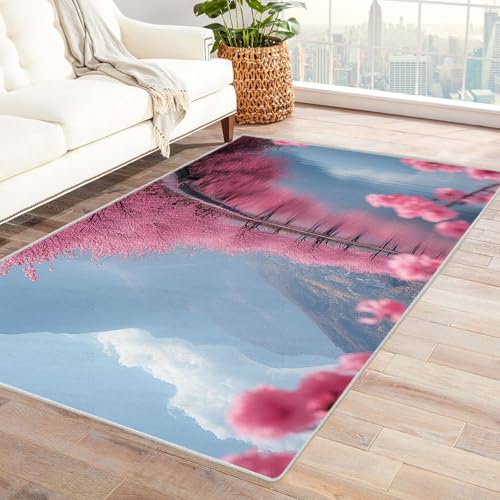 TERUEA 3D Visual Style Decorative Carpet, EIN wunderschöner rosa Wald, Badematte Rutschfester BadezimmerTeppiche BadTeppiche, Garnieren Sie die Stimmung(Rosa)-180x270cm von TERUEA