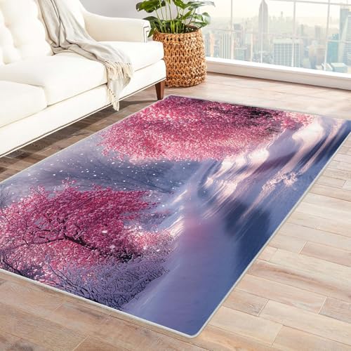 TERUEA 3D Visual Style Teppich Wälder Teppiche Rutschfester Weich Carpet Bodenmatte Fußmatte für Jugendzimmer Esszimmer Schlafzimmer(Rosa)-120x180cm von TERUEA
