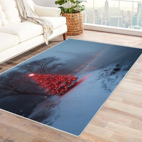 TERUEA Anime Living Teppich EIN roter Baum Steht am Flussufer. 3D-Wohnzimmer-DekoTeppiche, Unverzichtbarer DekoTeppiche Für Teenager Und Kinderzimmer Für Schlafzimmer(Rot)-180x240cm von TERUEA