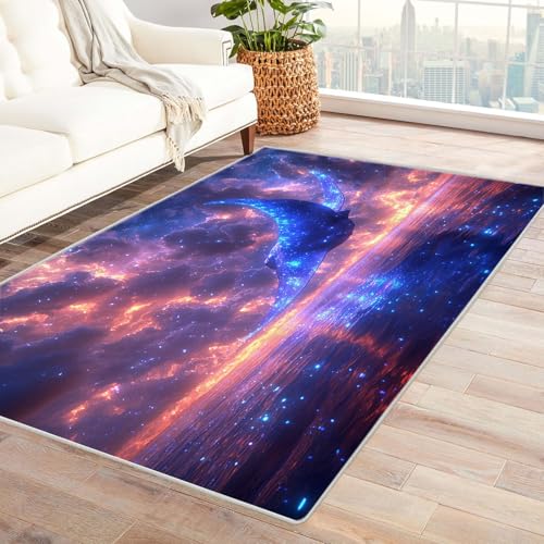 TERUEA Anime Living Teppich Wunderschöne Meereslandschaft mit Inseln und weißen Wolken Badematte Rutschfester Badezimmerteppich Badteppich,Garnieren Sie die Stimmung(Hellblau)-240x300cm von TERUEA