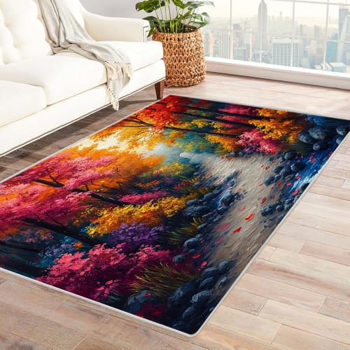 TERUEA Badematte (3D-Muster) Bunte Landschaftsgemälde 3D-Wohnzimmer-DekoTeppiche, Unverzichtbarer DekoTeppiche Für Teenager Schlafzimmer(Gelb)-120x180cm von TERUEA