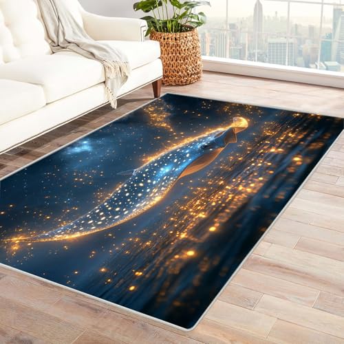 TERUEA Dschungel Tier Teppich, Tier Cool Area Mat, Lila, wunderschöne Wassertiere im Meer Badematte Rutschfester Badezimmerteppich Badteppich,Garnieren Sie die Stimmung(Lila)-150x180cm von TERUEA