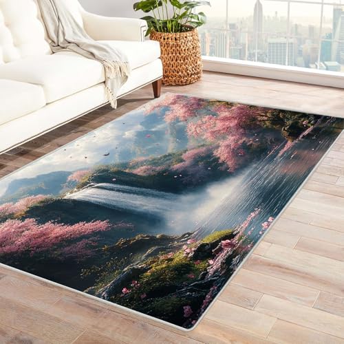 TERUEA Generisch Teppich Wohnzimmer Eine Orchidee Teppiche Rutschfester Weich Carpet Bodenmatte Fußmatte für Jugendzimmer Esszimmer Schlafzimmer(Champagner)-240x300cm von TERUEA