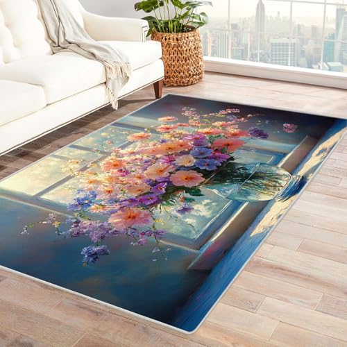 TERUEA Generisch Teppich Wohnzimmer Eine schöne Stimmung, die das Leben verschönert Teppiche Rutschfester Weich Carpet Bodenmatte Fußmatte für Jugendzimmer Esszimmer Schlafzimmer(Bunt)-210x270cm von TERUEA