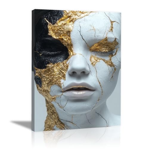 TERUEA Modernes Deko-Highlight Abstrakte Frau Leinwandbild Modern Canvas Groß XXL Schlafzimmer Wohnzimmer Wandbild Kunstdruck Halloween (Braun)-70x100cm1 Gerahmt von TERUEA