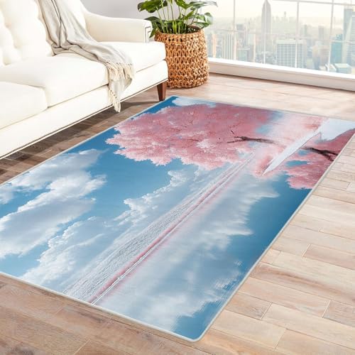 TERUEA Teppich Wohnzimmer, 3D Buntes Teppich Bäume säumen die Straße. 3D-Wohnzimmer-DekoTeppiche, Unverzichtbarer DekoTeppiche Für Teenager Und Kinderzimmer Für Schlafzimmer(Rosa)-210x300cm von TERUEA