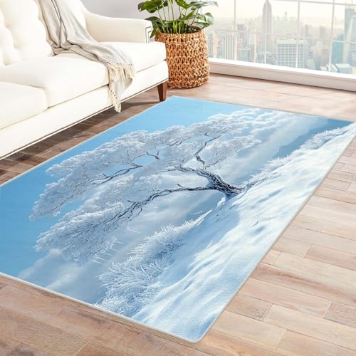 TERUEA Teppich Wohnzimmer, 3D Buntes Teppich EIN Baum voller Kristalle. Teppiche Wohnzimmer 3D Große Fläche Warm Teppiche Kinder Schlafzimmer Dekor Anti-Rutsch-Bodenmatte.(Weiß)-180x240cm von TERUEA