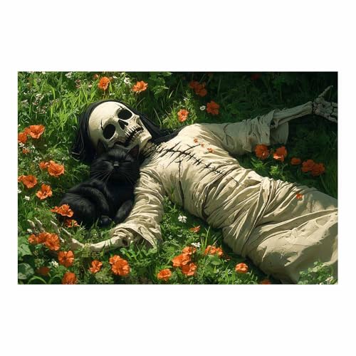 TERUEA Wandbilder Frauen 1 tlg Schlafzimmer Abstraktes Porträt eines attraktiven Frauengesichts HalloweenWanddeko Design Wohnzimmer Büro Flur Hotel Spa (Schwarz)-70x100cm1 Ungerahmt von TERUEA