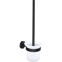 Tesa - moon black WC-Garnitur, Set mit Halter & WC-Bürste, matt schwarz, satiniertes Glas - für Bäder im Industrial Style und moderne Badezimmer von Tesa