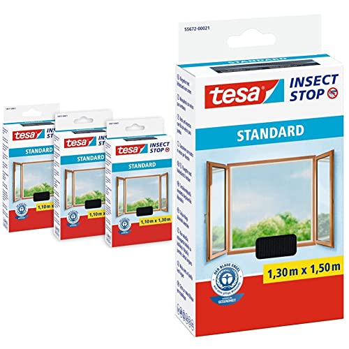 TESA Insect Stop STANDARD Fliegengitter für Fenster im 3er Pack & Fliegengitter Standard/55672-21-01 1,3x1,5m anthrazit TESA Insect Stop STANDARD Fliegengitter für Fenster im 3er Pack & Fliegengitter Standard/55672-21-01 1,3x1,5m anthrazit von tesa
