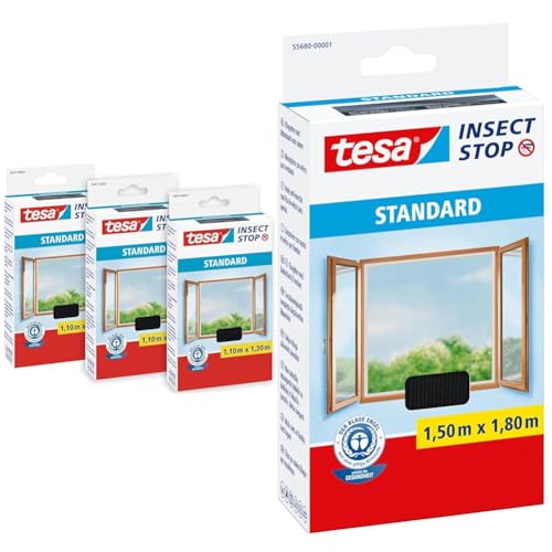 TESA Insect Stop STANDARD Fliegengitter für Fenster im 3er Pack & Insect Stop STANDARD Fliegengitter für Fenster von TESA