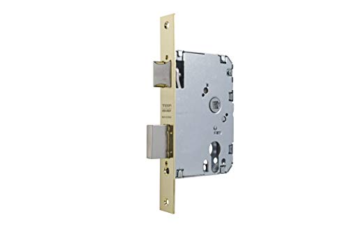 tesa 2010/P – Schloss tiefgezogen 2010P ohne Profilzylinder 50 mm Eisen messingfarben von Tesa Assa Abloy