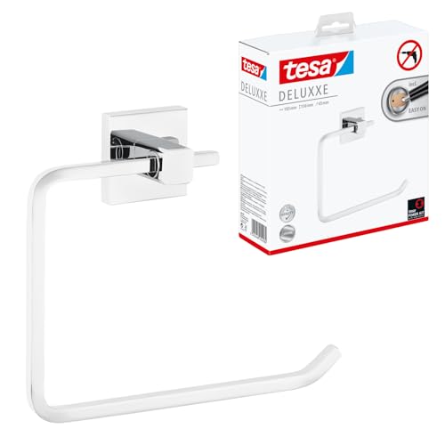 tesa DELUXXE Handtuchring, verchromt - Handtuchhalter-Ring eckig - zur Wandbefestigung ohne Bohren, inkl. Klebelösung - 185mm x 156mm x 45mm tesa DELUXXE Handtuchring, verchromt - Handtuchhalter-Ring eckig - zur Wandbefestigung ohne Bohren, inkl. Klebelösung - 185mm x 156mm x 45mm von TESA
