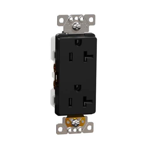 Schneider Electric Quadratische D X Serie, 20 A, 125 V, manipulationssicher, robuster Duplex-Dekorator, Steckdose, Schraubmontage, Kabelklemmen hinten, mattschwarz – Wandplatte erforderlich von Schneider Electric