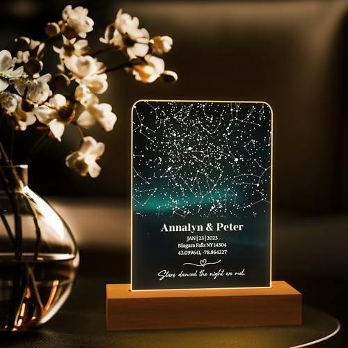 TESFANS Spotify Glas Personalisiert - Individuelles Fotogeschenk mit Lieblingssong und Foto - Spotify Cover Personalisiert mit Holzsockel - Perfekt für Geburtstage, Jubiläen und mehr von TESFANS