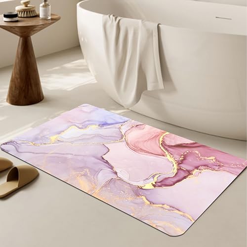 TESIQIMT Badezimmerteppich, moderner rosa Marmor-Badeteppich, Heimdekoration, rutschfeste Bodenmatte, Schlammmatte für drinnen und draußen, 44,5 x 76,2 cm TESIQIMT Badezimmerteppich, moderner rosa Marmor-Badeteppich, Heimdekoration, rutschfeste Bodenmatte, Schlammmatte für drinnen und draußen, 44,5 x 76,2 cm von TESIQIMT