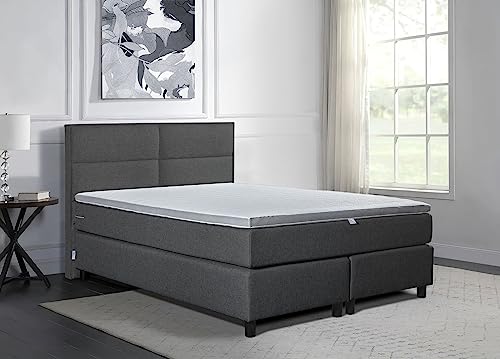 Tesla Dreams Boxspringbett Vega 180X200, 7 Zonen Taschenfederkern-Matratze H2/H3 - Unterbau Taschenfederkern, Topper MemoLUX-10 cm, Anthrazit von TESLA DREAMS Reality of Comfort