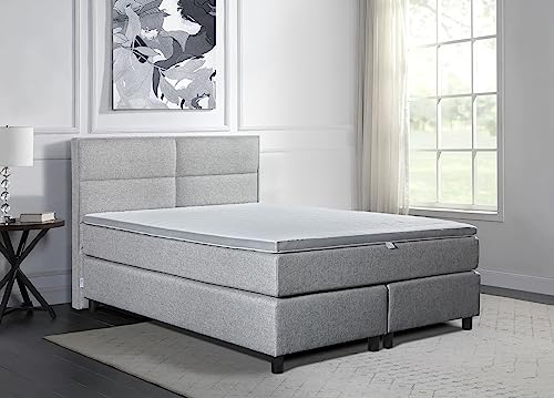 Tesla Dreams Boxspringbett Vega 180X200, 7 Zonen Taschenfederkern-Matratze H2/H3 - Unterbau Taschenfederkern, Topper MemoLUX-10 cm, Grau von TESLA DREAMS Reality of Comfort