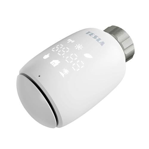 TESLA Smartes Heizkörperthermostat mit App Steuerung TV500, kompatibel mit Alexa und Google Assistant, programmierbares Heizungsventil mit LCD Display, Thermostatkopf Heizung von TESLA