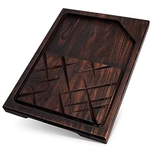 Steakbrett - Holzsteakbrett 35 x 25 - Holz Schneidebrett - Massiv Eiche Servierbrett - ​​Servierplatte - Holzbrett - Langlebig & Qualität von TESLYAR