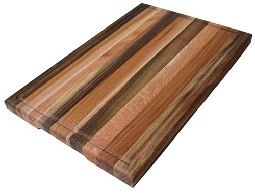 TESLYAR Großes Schneidebrett aus Massivholz für die Küche, mit seitlichen Griffen und integrierter Saftrille, 45,7 x 30,5 cm, Schneidebrett aus Walnuss, Kirsche, Eschenbaum und Roteiche, groß TESLYAR Großes Schneidebrett aus Massivholz für die Küche, mit seitlichen Griffen und integrierter Saftrille, 45,7 x 30,5 cm, Schneidebrett aus Walnuss, Kirsche, Eschenbaum und Roteiche, groß von TESLYAR