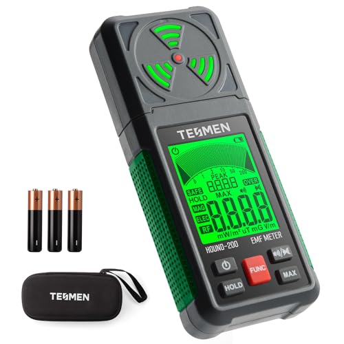 TESMEN HOUND-200 EMF-Messgerät, 3-in-1 tragbarer Elektromagnetfeldstrahlungsdetektor für EF RF MF, WiFi-Signal, zur Verwendung bei EMF-Inspektionen zu Hause und im Freien sowie Geisterjagd - Grün TESMEN HOUND-200 EMF-Messgerät, 3-in-1 tragbarer Elektromagnetfeldstrahlungsdetektor für EF RF MF, WiFi-Signal, zur Verwendung bei EMF-Inspektionen zu Hause und im Freien sowie Geisterjagd - Grün von TESMEN