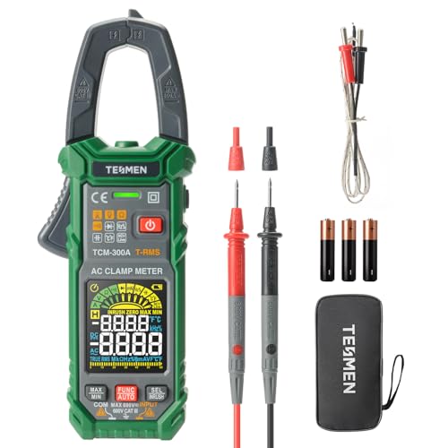 TESMEN TCM-300A Digital Clamp Meter 6000 Counts T-RMS Amperemeter Auto-Ranging Multimeter Voltmeter mit AC-Strom AC/DC Spannung NCV/Live Wire Einschaltstrom Widerstand Diode Temperatur – Grün TESMEN TCM-300A Digital Clamp Meter 6000 Counts T-RMS Amperemeter Auto-Ranging Multimeter Voltmeter mit AC-Strom AC/DC Spannung NCV/Live Wire Einschaltstrom Widerstand Diode Temperatur – Grün von TESMEN