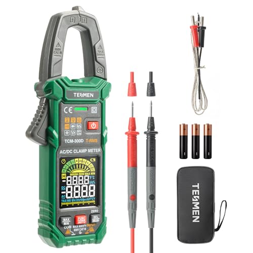 TESMEN TCM-300D Digital Clamp Meter 6000 Counts T-RMS Amperemeter Auto-Ranging Multimeter Voltmeter mit AC/DC Strom & Spannung NCV/Live Wire Einschaltstrom Widerstand Diode Temperatur – Grün TESMEN TCM-300D Digital Clamp Meter 6000 Counts T-RMS Amperemeter Auto-Ranging Multimeter Voltmeter mit AC/DC Strom & Spannung NCV/Live Wire Einschaltstrom Widerstand Diode Temperatur – Grün von TESMEN