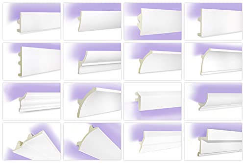 LED Profile aus PU - Indirekte Beleuchtung mit Stuckleisten, leicht & lichtundurchlässig - (2 Meter KF716) Dekoration Ecken Spot Innen Winkelleisten von TESORI