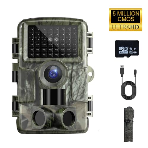 TESPHAN Wildkamera 48MP 4K, Wildkamera mit Bewegungsmelder Nachtsicht, Outdoor Wildtierkamera mit Nachtsicht Bewegungsmelder, Wildtierkamera mit 32G Speicherkarte (Tarnfarbe Grün) von TESPHAN