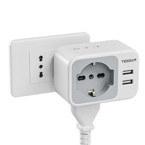 TESSAN 5 in 1 Mehrfachsteckdose mit 2 USB von TESSAN