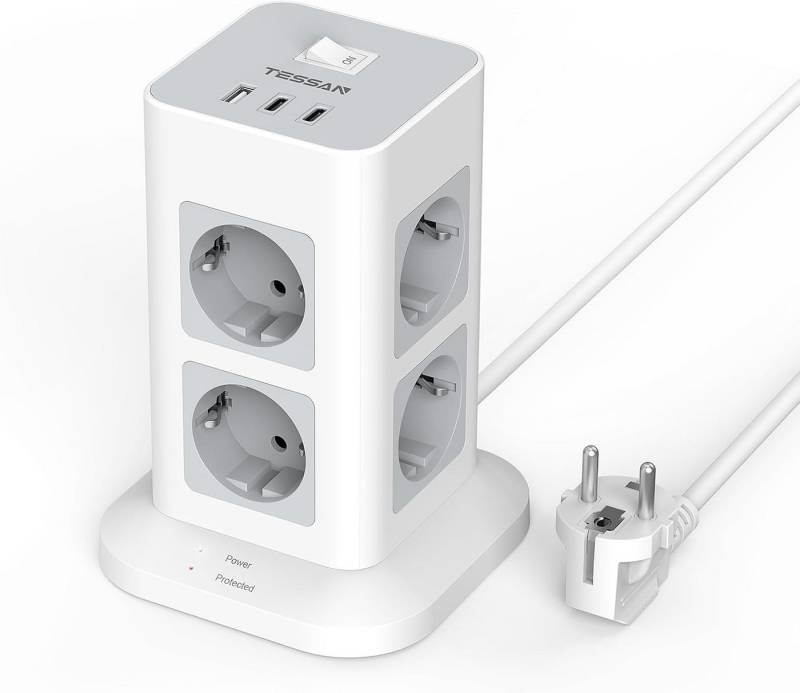 TESSAN Steckdosenleiste Steckerleiste Mehrfachsteckdose Strom 8 Fach 2M 3 USB Mehrfachsteckdose TESSAN Steckdosenleiste Steckerleiste Mehrfachsteckdose Strom 8 Fach 2M 3 USB Mehrfachsteckdose von TESSAN