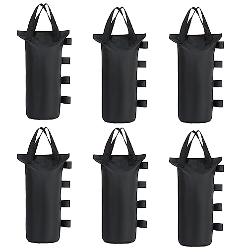 TESSLOVE Gewichtssäcke in Industriequalität, Sandsäcke, Beingewichte für Pop-Up-Zelt, Terrassenschirm, Outdoor-Möbel (nur Taschen, Sand Nicht enthalten). (6PCS-D20*50cm, Schwarz) von TESSLOVE