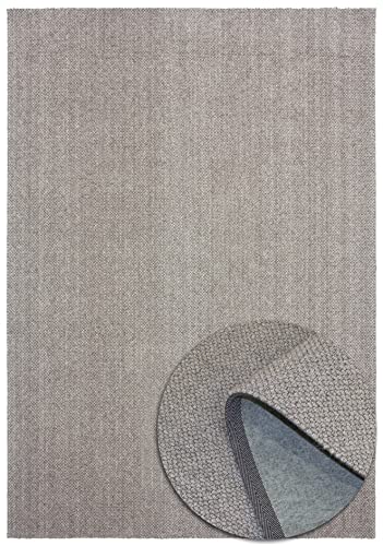 Handweb-Look Teppich - Weich - Skandinavischem Design - Wolle und Polyester - Wohnzimmer Schlafzimmer Esszimmer - Flur - Hellgrau - 160cm x 230cm von TESSO LIVING