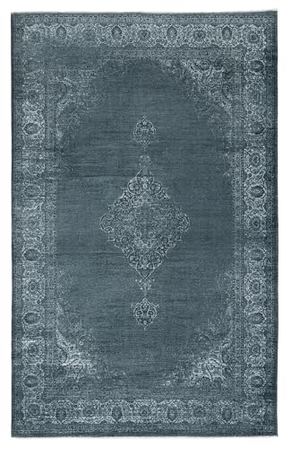 TESSO LIVING Kelim Vintage Teppich Wohnzimmer Holzkohle Grau 195 X 280 cm - Moderner Kurzflor Teppich - Super Soft von TESSO LIVING