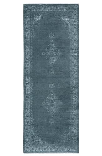 TESSO LIVING Kelim Vintage Teppich Wohnzimmer Holzkohle Grau 80 X 290 cm - Moderner Kurzflor Teppich - Super Soft von TESSO LIVING