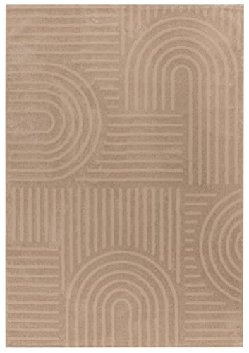 Kurzflor Teppich, Wohnzimmer, Boho Geometrisch -Beige - 200cm x 290cm - Moderner Superweicher Teppich von TESSO LIVING