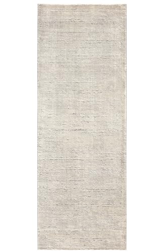 Kurzflor Teppich Laufer Wohnzimmer Hellgrau 80 X 300 cm, Moderner Super Soft Kurzflor Teppich von TESSO LIVING