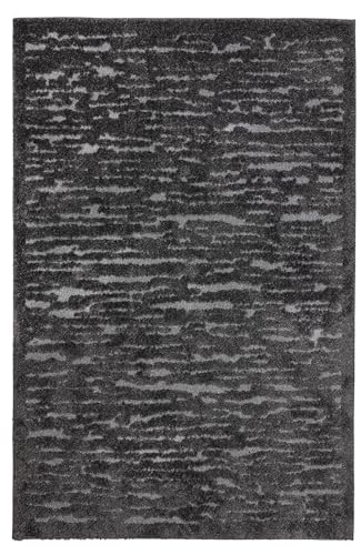 Tesso Living Weicher Hochflor Teppich im Vintage-Look – 160 x 220 cm – Grau Shaggy-Design mit 3D-Linienmuster – Boho & Scandi Stil – ideal für Wohnzimmer & Schlafzimmer von TESSO LIVING