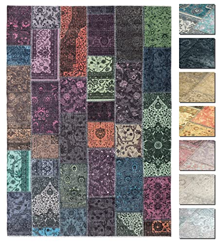 Kelim Patchwork Teppich Mehrfach 195 X 280 cm - Maschinenwaschbar - Moderner Kurzflor Wohnzimmer Teppich - Super Soft von TESSO LIVING