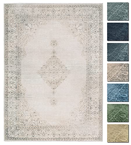 Kelim Vintage Teppich Laufer Sand 155 X 225 cm, Waschbar Boho Teppich Super Soft, Moderner Kurzflor Teppich von TESSO LIVING